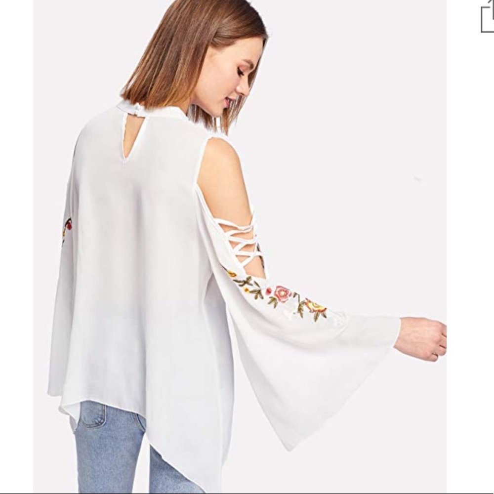 AMELIA | Bell Sleeve Floral Embroidered Blouse | - Picture 3 of 5